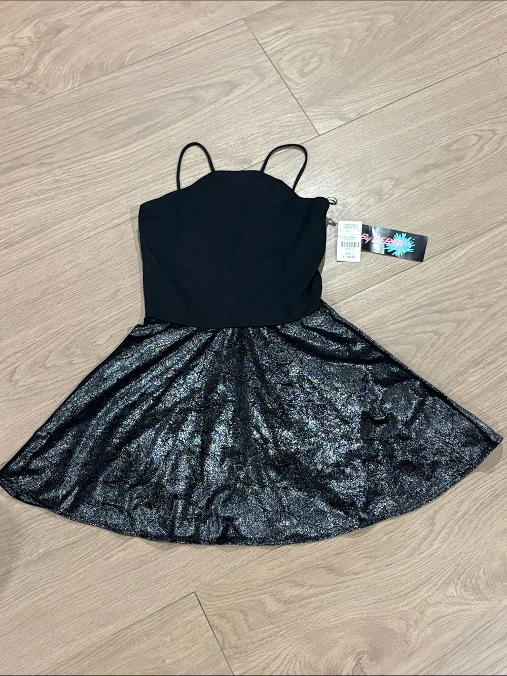 Deb Black Glitter Fit-and-Flare Dress for Girls